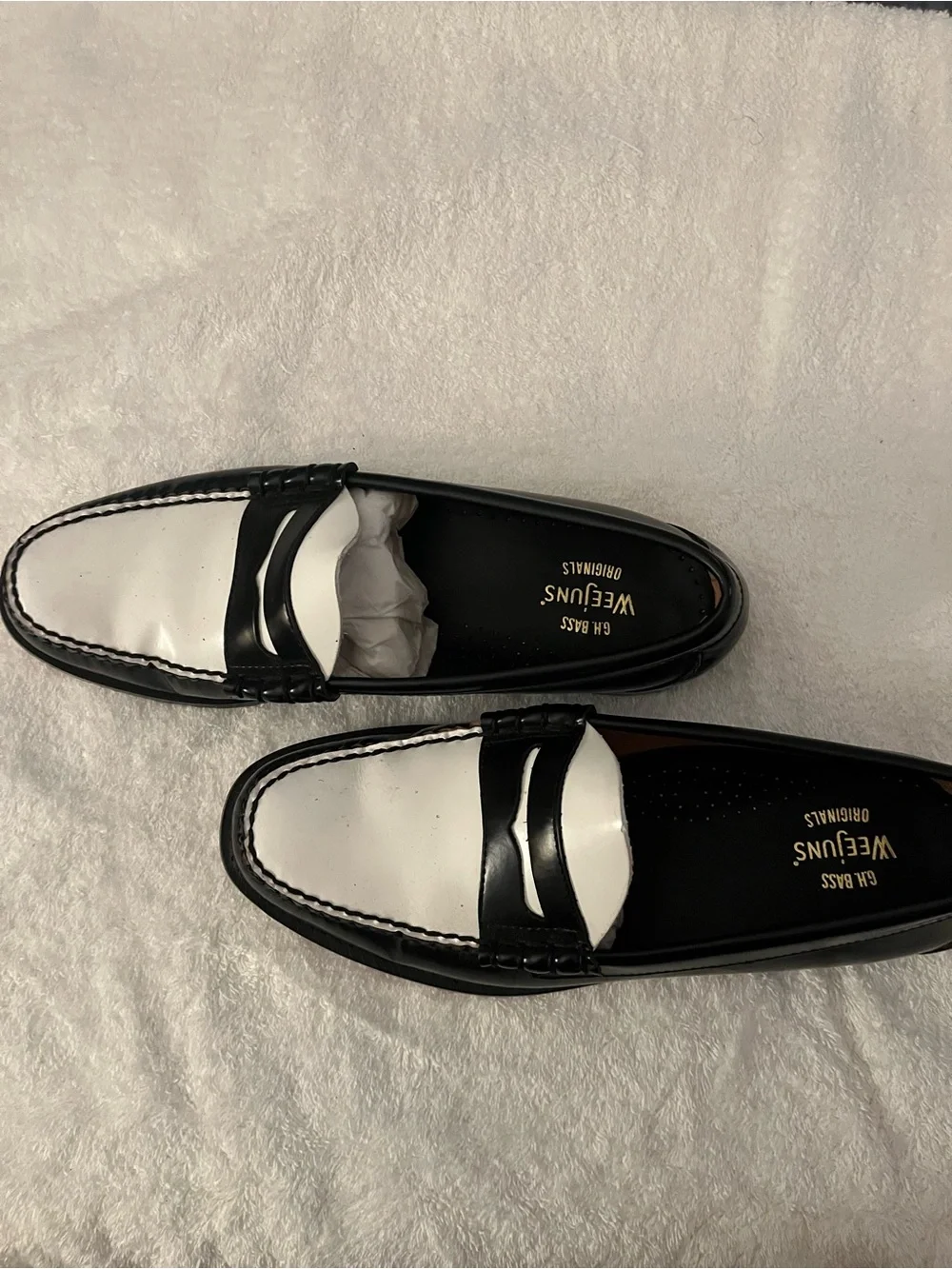G.H. Bass & Co. Black and White Penny Loafers